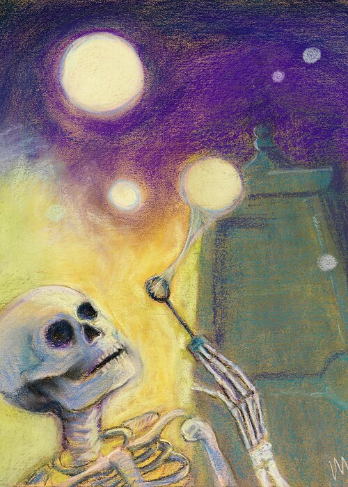 Skeleton Greeting Card featuring the mixed media Orbs! by Marie Marfia Fine Art
