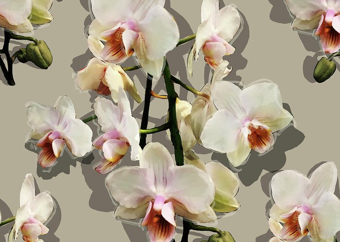Glory Greeting Card featuring the mixed media Orchids - on cream by BFA Prints