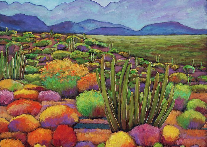 Desert Landscape Greeting Card featuring the painting Organ Pipe by Johnathan Harris