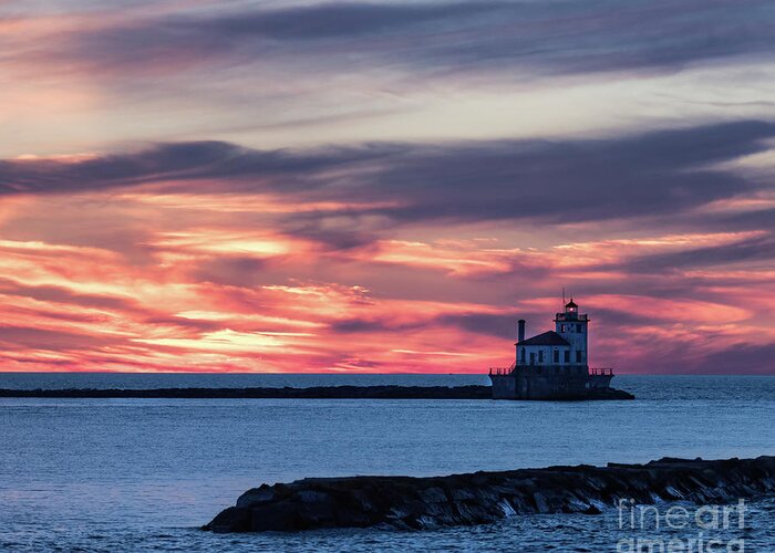 Sunset Greeting Card featuring the photograph Oswego Light by Phil Spitze