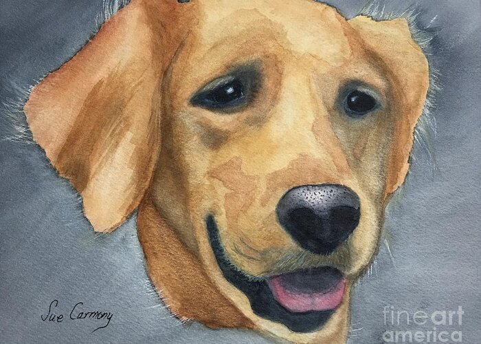 Golden Retriever Greeting Card featuring the painting Our Best Friend Josie by Sue Carmony