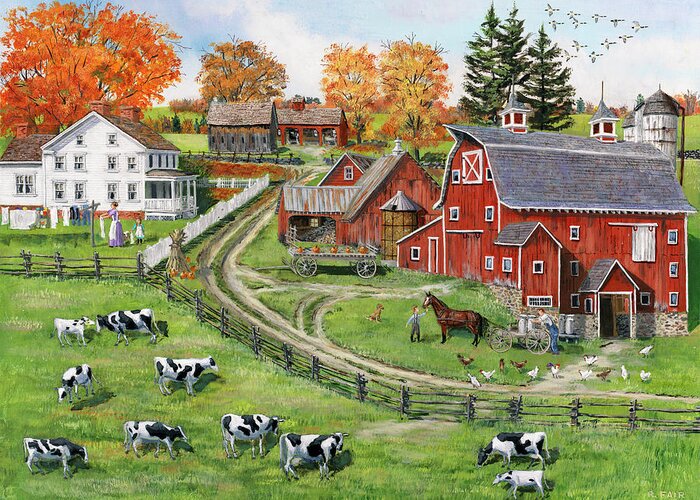 Our Dairy Farm Greeting Card featuring the painting Our Dairy Farm by Bob Fair