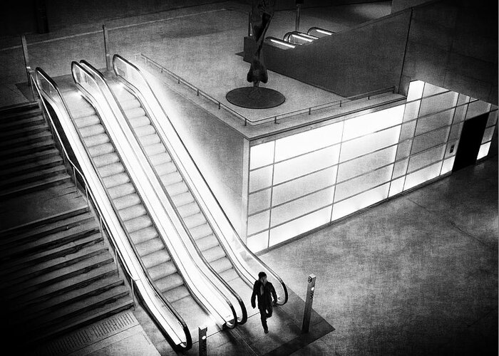 Escalator Greeting Card featuring the photograph Our Man In Berlin by Bruno Flour