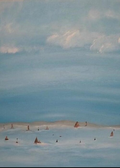 Landscape Greeting Card featuring the painting Out in the Blue by Denise Morgan