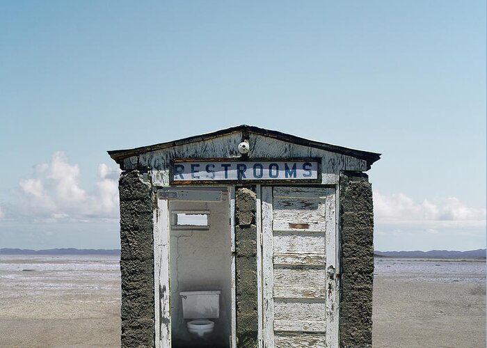 Outhouse Greeting Card featuring the photograph Outhouse On Beach, Close-up by Ed Freeman