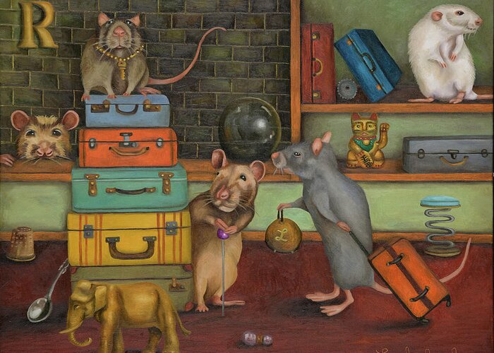 Pack Rat Greeting Card featuring the painting Pack Rat's by Leah Saulnier The Painting Maniac