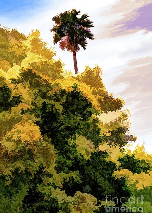Art Greeting Card featuring the photograph Palm above the Trees by Roslyn Wilkins