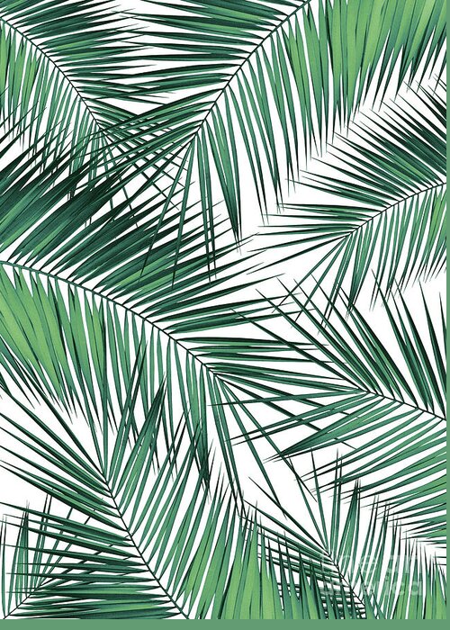 Color Greeting Card featuring the mixed media Palm Leaves - Green Cali Vibes #2 #tropical #decor #art by Anitas and Bellas Art