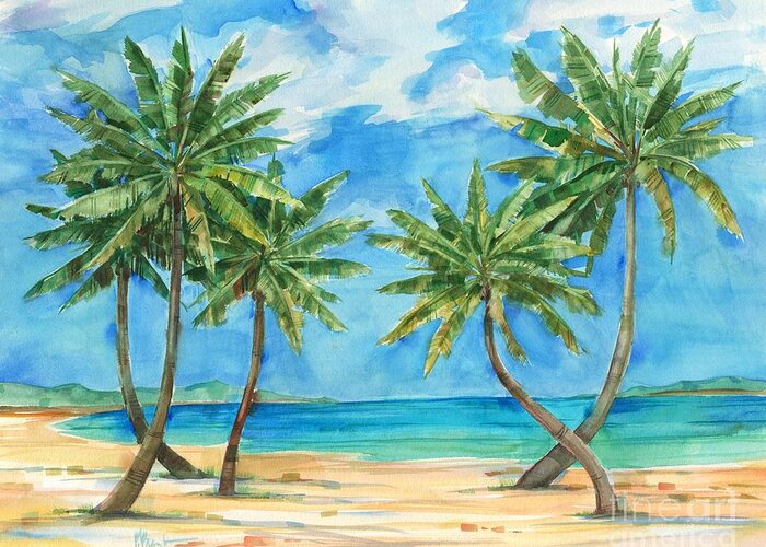 Beach Scenes Greeting Card featuring the painting Palmas Belize by Paul Brent