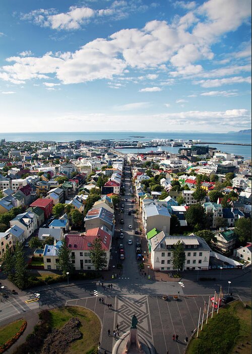 Residential District Greeting Card featuring the photograph Panoramic View Of Reykjavik, Iceland by Elisabeth Pollaert Smith