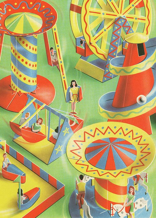 Amuse Greeting Card featuring the drawing Paper Carnival Toys by CSA Images