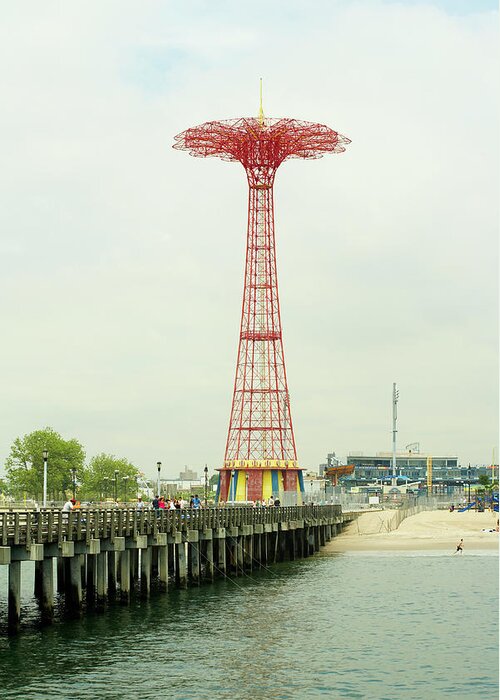 Amusement Park Greeting Card featuring the photograph Parachute Jump At Coney Island, New York by Ryan Mcvay