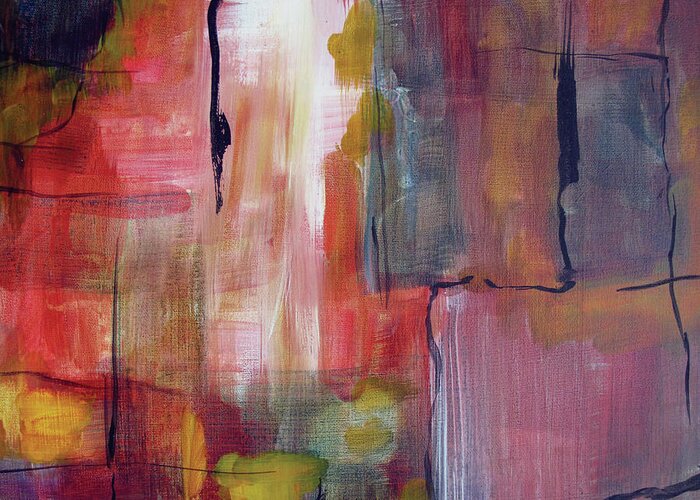 Abstract Greeting Card featuring the painting Parallels by Christine Chin-Fook