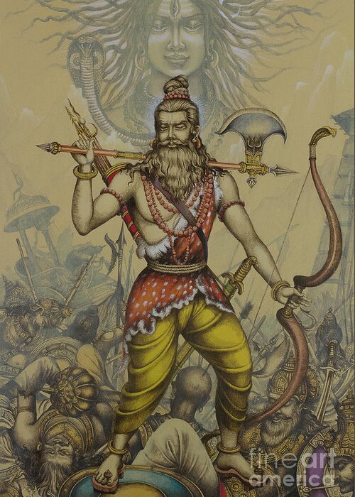 Parashurama Greeting Card featuring the painting Parashurama avatar by Vrindavan Das