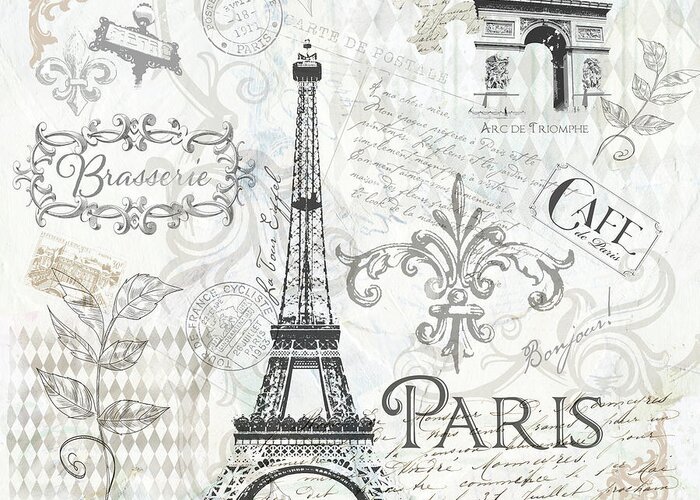 Paris Greeting Card featuring the mixed media Paris by Fiona Stokes-gilbert