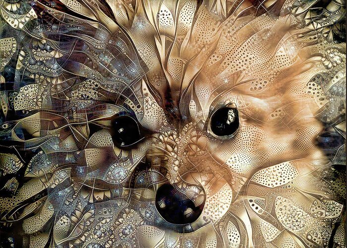 Pomeranian Dog Greeting Card featuring the digital art Paris the Pomeranian Dog by Peggy Collins