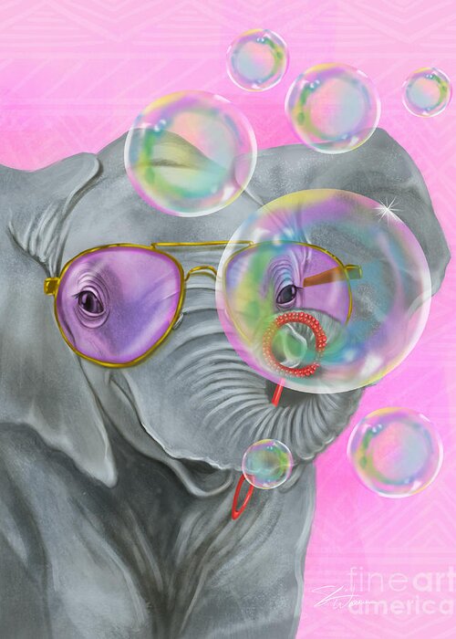 Elephant Greeting Card featuring the mixed media Party Safari Elephant by Shari Warren