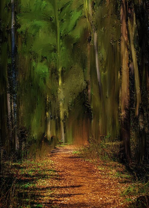 Path Into Fairy Forest Greeting Card featuring the mixed media Path Into Fairy Forest #i6 by Leif Sohlman