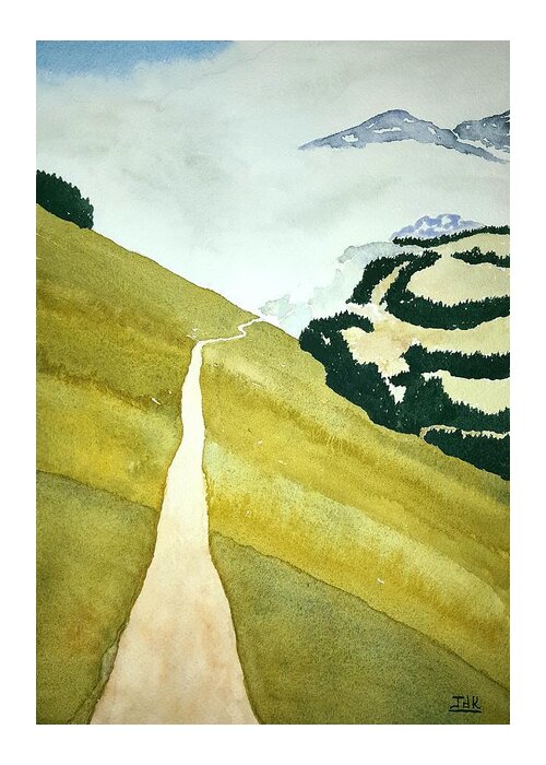 Watercolor Greeting Card featuring the painting Path of Lore by John Klobucher