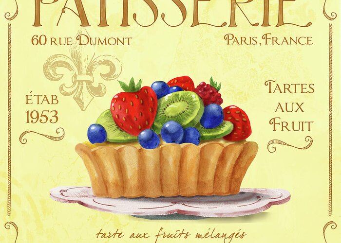 Patisserie 7 Greeting Card featuring the mixed media Patisserie 7 by Fiona Stokes-gilbert