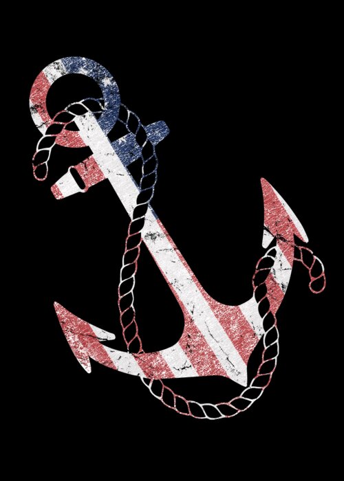 Funny Greeting Card featuring the digital art Patriotic American Flag Anchor by Flippin Sweet Gear