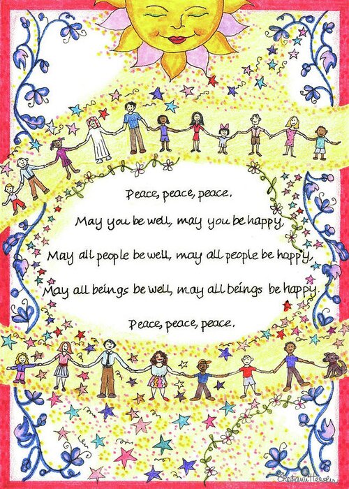 Peace Greeting Card featuring the mixed media Peace, Peace, Peace by Stephanie Hessler