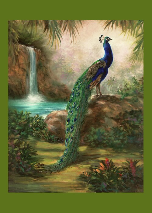 Peacock Greeting Card featuring the painting A Peacocks Paradise by Lynne Pittard