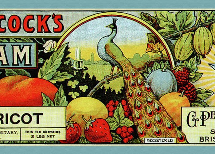 Peacock Greeting Card featuring the painting Peacock's Jam - Apricot by Unknown