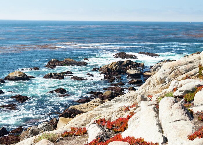 Water's Edge Greeting Card featuring the photograph Pebble Beach Seascape by David Lopes