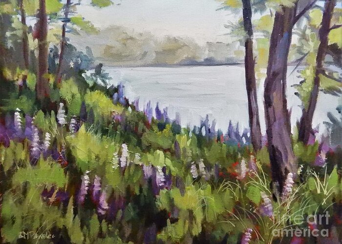 Lupin Greeting Card featuring the painting Peeking Past Purple by K M Pawelec