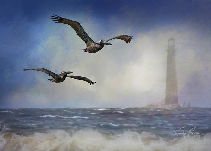 Pelicans Greeting Card featuring the photograph Pelican Storm by Randall Allen