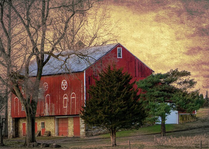 Red Barn Greeting Card featuring the photograph Pennsylvania Vintage Barn by Jason Fink
