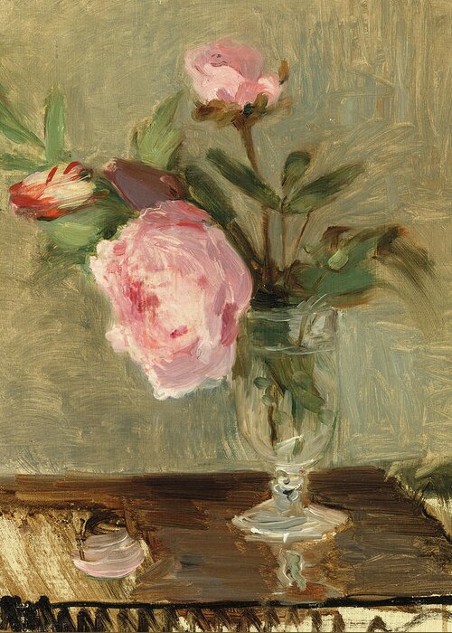 Berthe Morisot Greeting Card featuring the painting Peonies, 1869 by Berthe Morisot
