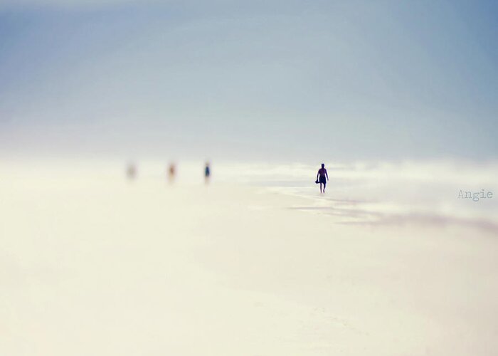People Greeting Card featuring the photograph People Walking On The Beach by Angie Tanksley