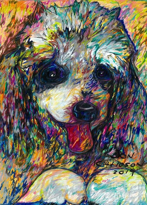 #dogs #dogsofinstagram #dog #dogstagram #puppy #doglover #dogoftheday #instadog #doglovers #doglife #pets #love #puppylove #puppies #pet #puppiesofinstagram #dogsofinsta #cute #instagram #of #petsofinstagram #dogslife #doggo #animals #ilovemydog #cats #doglove #petstagram #dogphotography #cutedogs Greeting Card featuring the drawing Pepper by Jon Kittleson