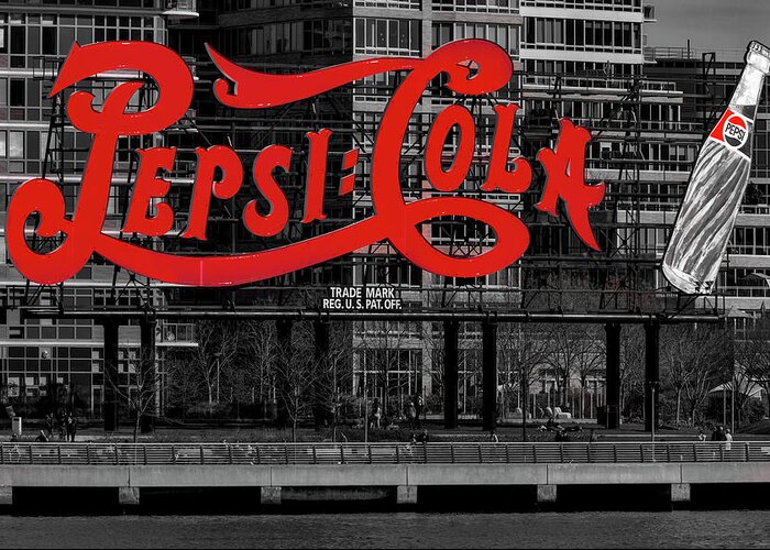 Pepsi Cola Greeting Card featuring the photograph Pepsi Cola Sign SBW by Susan Candelario