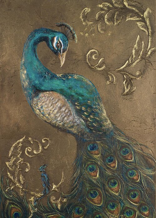 Peacock Greeting Card featuring the painting Pershing Peacock II by Tiffany Hakimipour