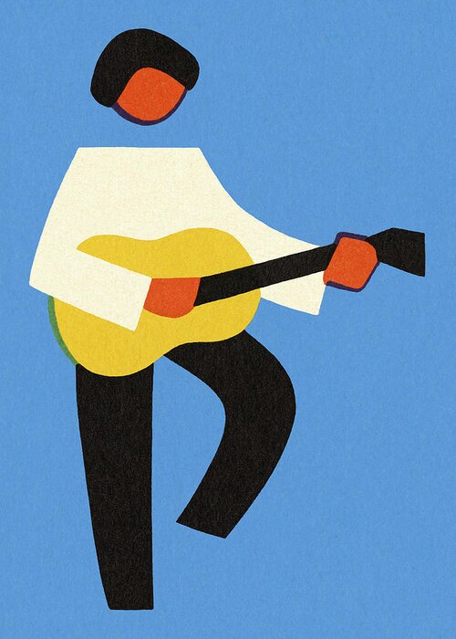 Adult Greeting Card featuring the drawing Person Playing Guitar by CSA Images
