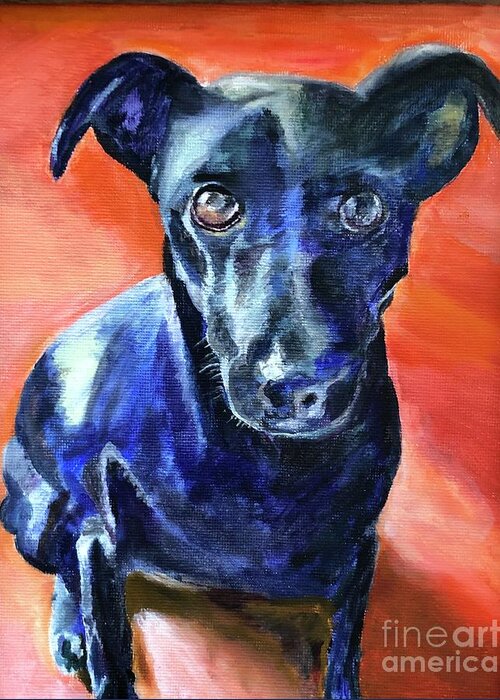 Dog Greeting Card featuring the painting Peter by Kate Conaboy