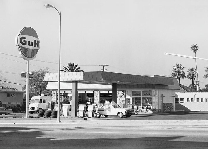Outdoors Greeting Card featuring the photograph Petrol Station by Tom Kelley Archive