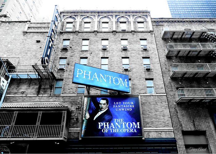 Phantom Of The Opera Greeting Card featuring the photograph Phantom of the Opera in Blue by Trina Ansel
