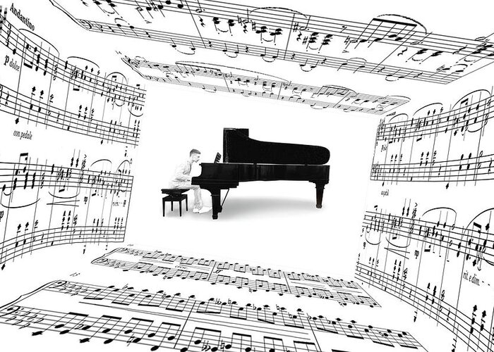 Piano Greeting Card featuring the photograph Piano Player by Marcin Michalowski