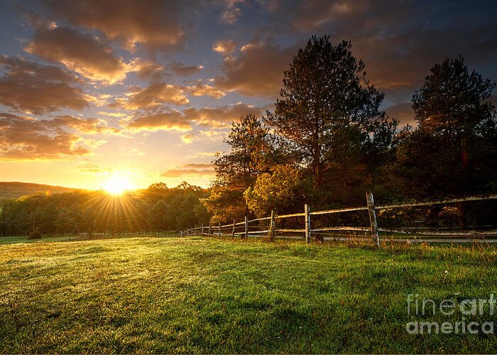 Country Greeting Card featuring the photograph Picturesque Landscape Fenced Ranch by Gergely Zsolnai