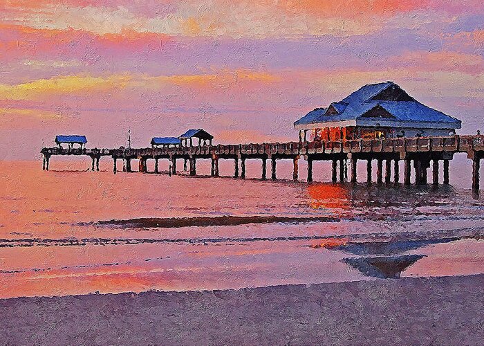 Pier Greeting Card featuring the painting Pier 60, Clearwater Beach - 05 by AM FineArtPrints
