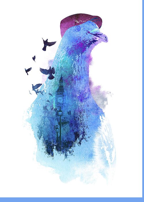 Pigeon Of London Greeting Card featuring the painting Pigeon Of London by Robert Farkas