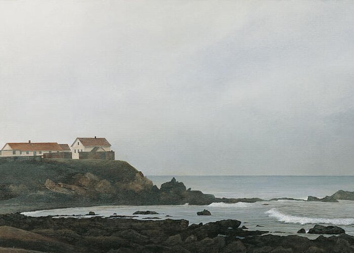 Pigeon Point Lighthouse Greeting Card featuring the painting Pigeon Point Lighthouse by David Knowlton