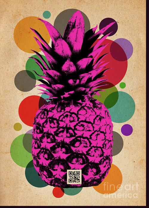 Pineapple Greeting Card featuring the digital art Pineapple on vintage paper 02 by Bobbi Freelance