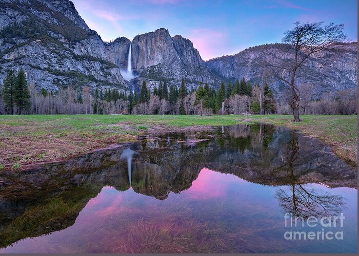 Yosemite Greeting Card featuring the photograph Pink Sky and Reflections Over Yosemite by Mimi Ditchie