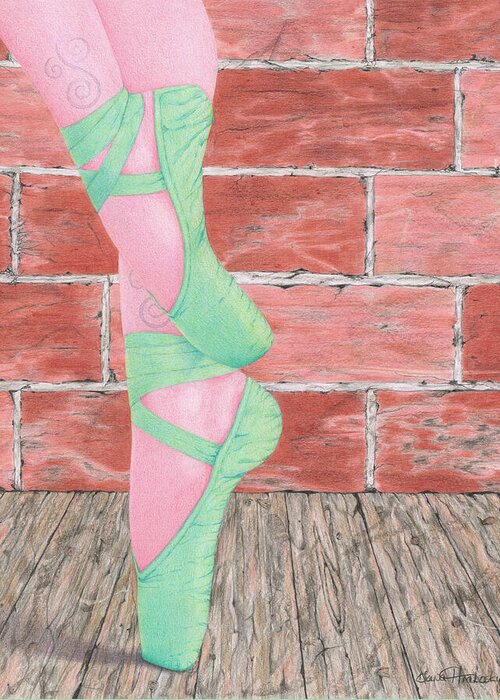 Colored Pencil Greeting Card featuring the drawing Pink Tights and Tattoos by Diana Hrabosky