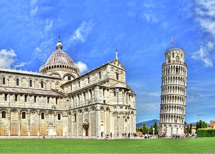 Pisa Leaning Tower Greeting Card featuring the photograph Pisa - leaning tower, cathedral and baptistry by Weston Westmoreland